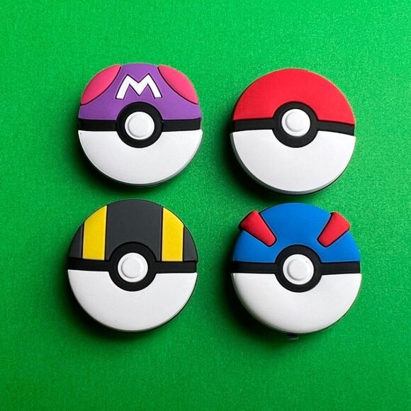 Pokeball Crocs Shoe Charms Set of 4 - jibbitz Charms Anime Pokemon - Picture 1 of 8